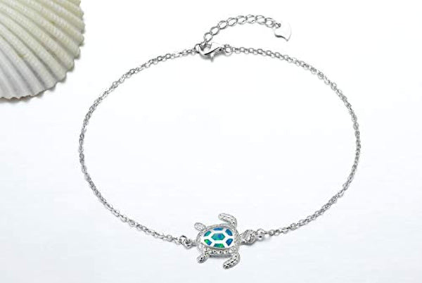 Blue Opal Sea Turtle Bracelet/Anklet Sterling Silver Bracelets Jewelry