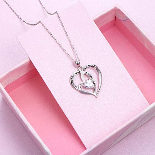 Clearance Mother and Daughter Forever Charms | Heart Pendant | Mother's Day Jewelry Making | Gift for Mother (2pcs / Tibetan Silver / 28mm x 29mm / 2