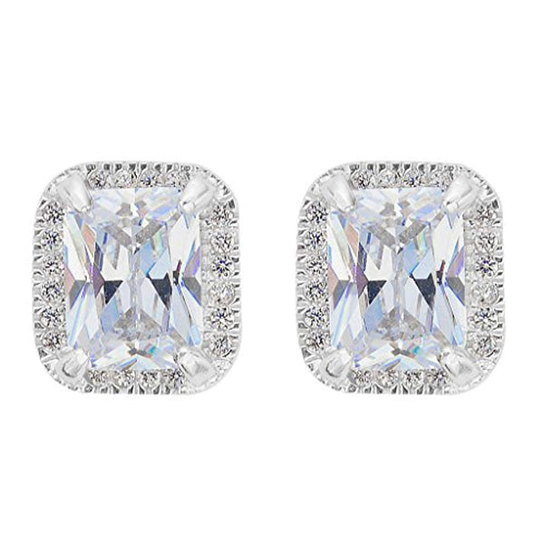 Silver 925 Square Invisible Cut Clear CZ Stud Earring - STUD SQ CL IN