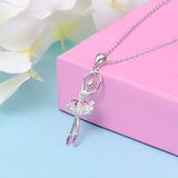 Silver Dancing Ballerina Necklace Recital Dancer Gift Ballet Pendant Necklace for Girls Women