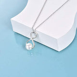 Infinity Necklace for Women Sterling Silver Freshwater Cultured Pearl Necklace Jewelry Gifts for Girls