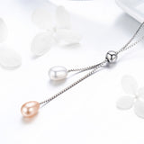 S925 Sterling Silver Elegant Declaration Pendant Necklace White Gold Plated Freshwater Pearl Necklace