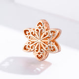 S925 Sterling Silver Rose Gold Plated Snowflake Charms