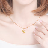 18K Gold Fashion Pig Hollow Pendant Necklace