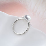 Pearl Cat Rings Big 8mm Pearl Round Jewelry Women Design Rings