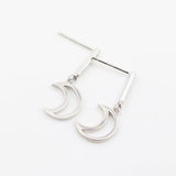 Korean Version Of S925 Hollow Star Moon Earrings Minimalist Personality Short Silver Earrings