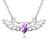 Fairy tale purple crystal angel wings necklace hollow chain necklace