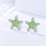 S925 Sterling Silver Earrings Fashion Zircon Pentagram Stud Earrings