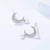 s925 sterling silver jewelry Japan and South Korea style Xingyue earrings female wild zircon earrings