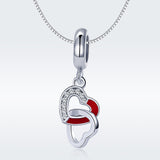 S925 sterling silver zirconia Epoxy heart-to-heart dangle charms