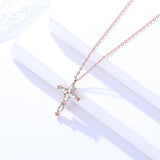 S925 sterling silver jewelry Dongdaemun fashion accessories exquisite zircon pendant cross necklace