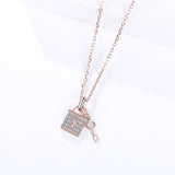 S925 sterling silver jewelry female creative design key lock pendant necklace