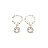 geometric design round zircon earrings