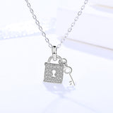 S925 sterling silver jewelry female creative design key lock pendant necklace