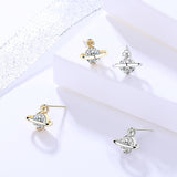 S925 Sterling Silver Jewelry Female Small Fresh Zircon Earrings Universe Planet Earrings Trend Accessories