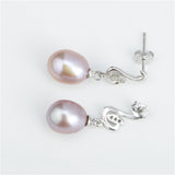 Handmade Pearl Earrings With Zircon Pearl Mounting Drop Jewelry