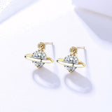 S925 Sterling Silver Jewelry Female Small Fresh Zircon Earrings Universe Planet Earrings Trend Accessories