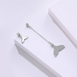 s925 sterling silver jewelry female Korean version of the wild asymmetric mermaid with inlaid fish tail earring