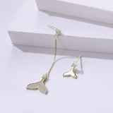 s925 sterling silver jewelry female Korean version of the wild asymmetric mermaid with inlaid fish tail earring