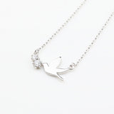 925 Sterling Silver Temperament Short Diamond And Peace Pigeon Clavicle Chain