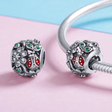 S925 sterling silver Oxidized zirconia flower border charms