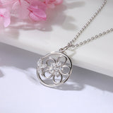 New 100% 925 Sterling Silver flower chain Round necklace with clear CZ for Women fashion Jewelry Gifts free shipping