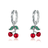 925 Sterling Silver Fresh Cherry Stud Earrings Precious Jewelry For Women