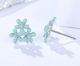 Sterling silver earrings simple and versatile small fresh epoxy zircon jewelry flowers sterling silver earrings