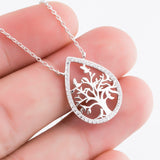 Life Tree Water Drop Necklace Zirconia Cubic Design Necklace