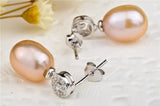 Pearl Drop Mounting Earrings Jewelry Lady Elegant Silver Earrings