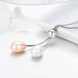 S925 Sterling Silver Elegant Declaration Pendant Necklace White Gold Plated Freshwater Pearl Necklace