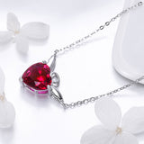 S925 Sterling Silver Red Angel Pendant Necklace White Gold Plated Zircon Necklace