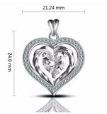 925 Sterling Silver Luxury Heart Crystal in Hearts Pendant Necklace for Women's Fashion Romantic Jewelry