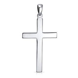 Religious Plain Simple Flat Cross Pendant Necklace For Men For Women 925 Sterling Silver With Chain