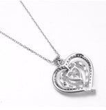 925 Sterling Silver Luxury Heart Crystal in Hearts Pendant Necklace for Women's Fashion Romantic Jewelry