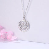 New 100% 925 Sterling Silver flower chain Round necklace with clear CZ for Women fashion Jewelry Gifts free shipping