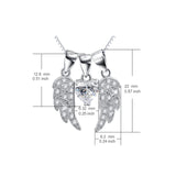 Cubic Zirconia The Wings Of A Angel And Heart Shape Necklace Shining 925 Sterling Silver