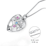 Colorful Zirconia Family Tree Necklace Heart Tree Relatives Necklace