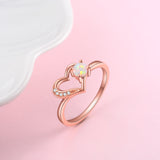 Couple Wedding Loving Heart Zirconia Jewelry Opal Ring Silver Wholesale