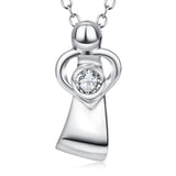 Chain Love Heart Necklace For Women Cubic Zirconia Angel Necklace