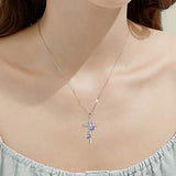 Butterfly Cross Necklace 925 Sterling Silver Cross Necklace for Women Girls Butterfly Jewelry Gifts