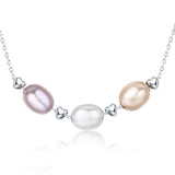 white gold plated freshwater pearl pendant necklace