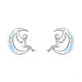 Opal Moon and Elf Ear Stud Jewelry