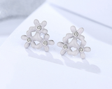 Sterling silver earrings simple and versatile small fresh epoxy zircon jewelry flowers sterling silver earrings