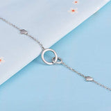 925 Sterling Silver Interlocking Double Circle Heart Anklet Chain Foot Jewelry For Women