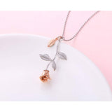 S925 Sterling Silver Rose Flower Pendant Necklace Jewelry for Women