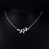 S925 Sterling Silver olive leaf  Cubic Zirconia necklace Pendants For Women