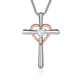 Silver Cross Heart Necklaces 