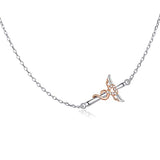 925 Sterling Silver Cross Sideways Necklace Jewelry for Women