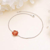 S925 Sterling Silver Rose Flower Bracelet Jewelry For Women